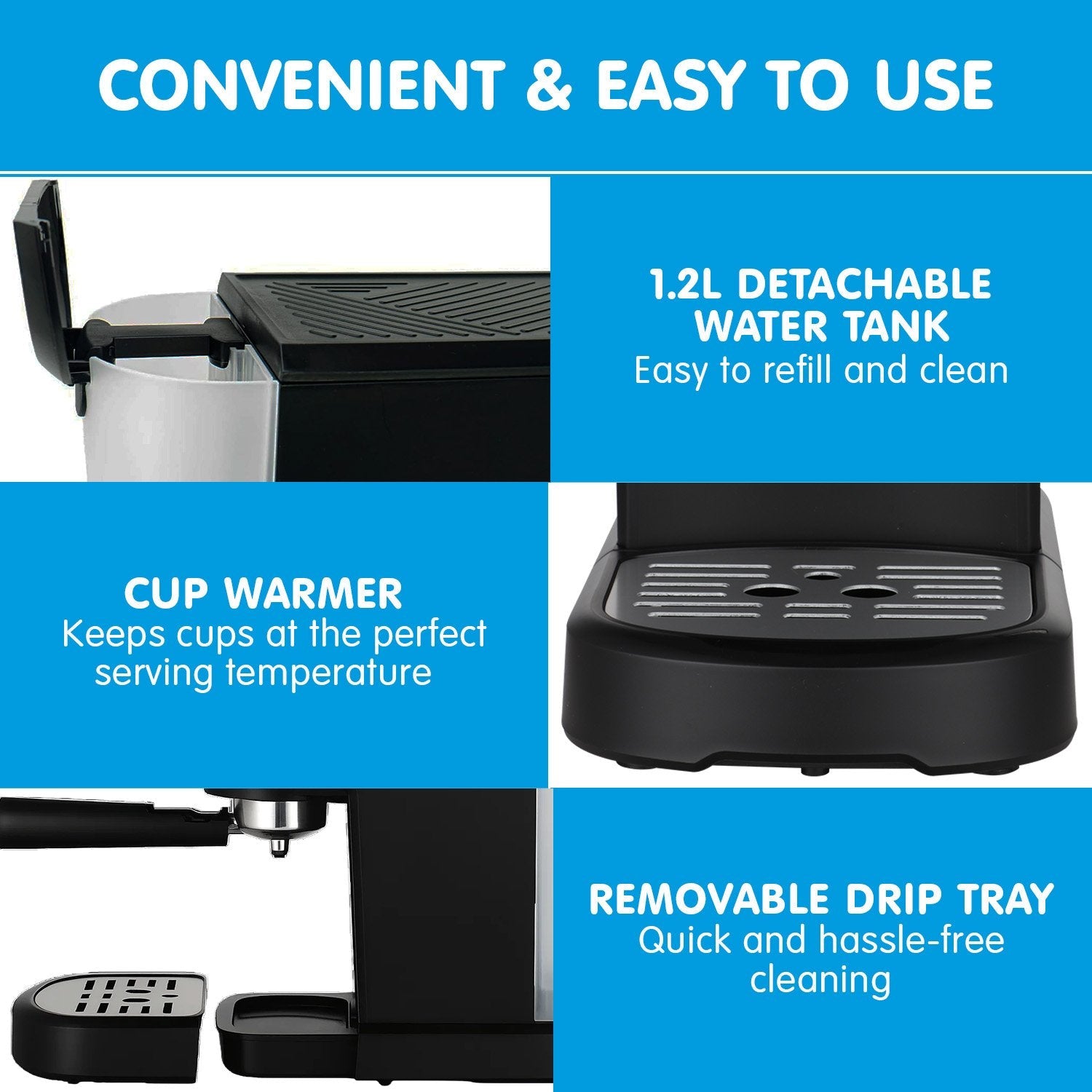 CM - 850D Coffee Machine 20 Bar Espresso Maker with Milk Frother and 1.25L Tank - Appliances > Kitchen Appliances > Coffee Machines & Accessories - Rivercity House & Home Co. (ABN 18 642 972 209) - Affordable Modern Furniture Australia