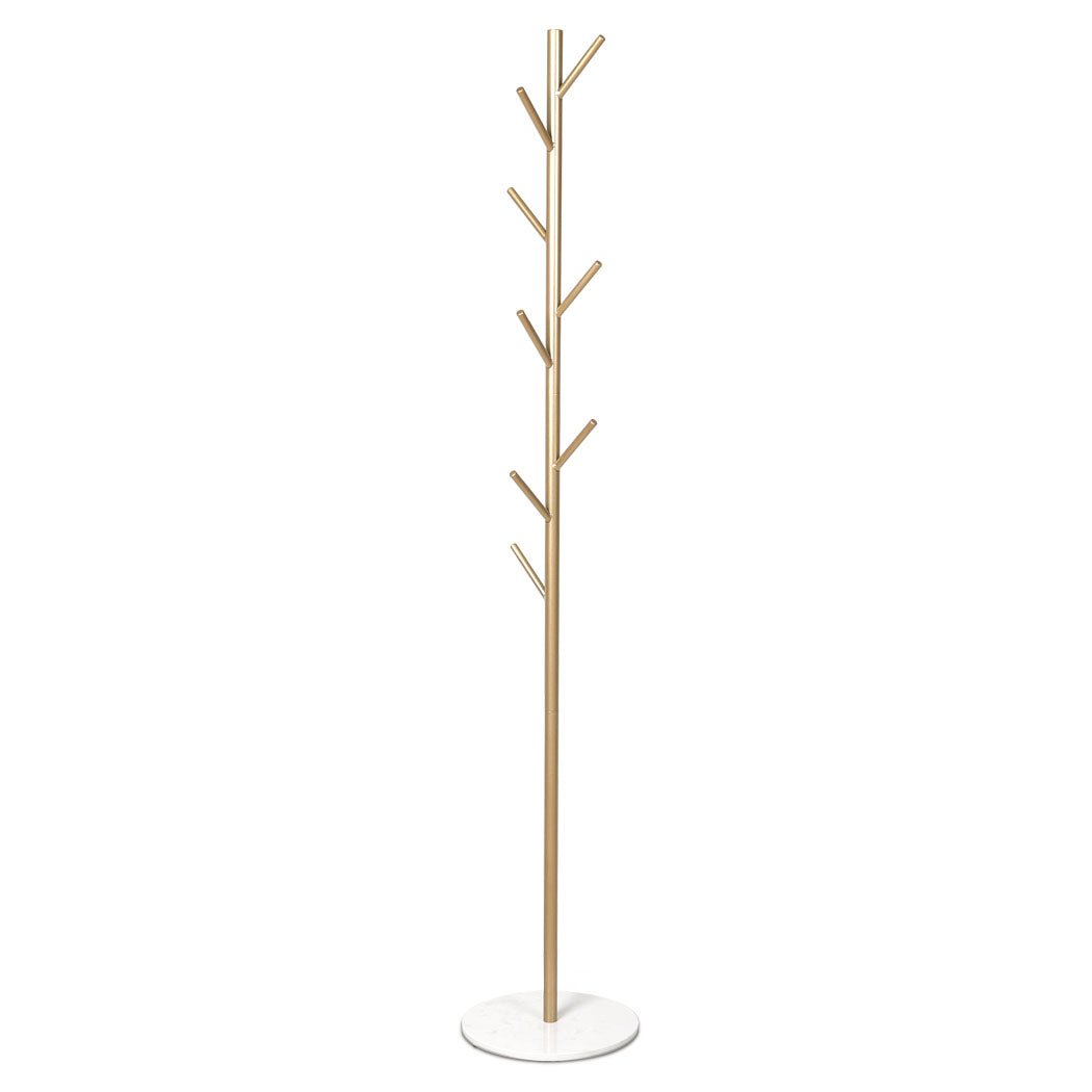 Coat Rack Hat and Clothes Stand with Marble Base - Gold - Rivercity House & Home Co. (ABN 18 642 972 209) - Affordable Modern Furniture Australia