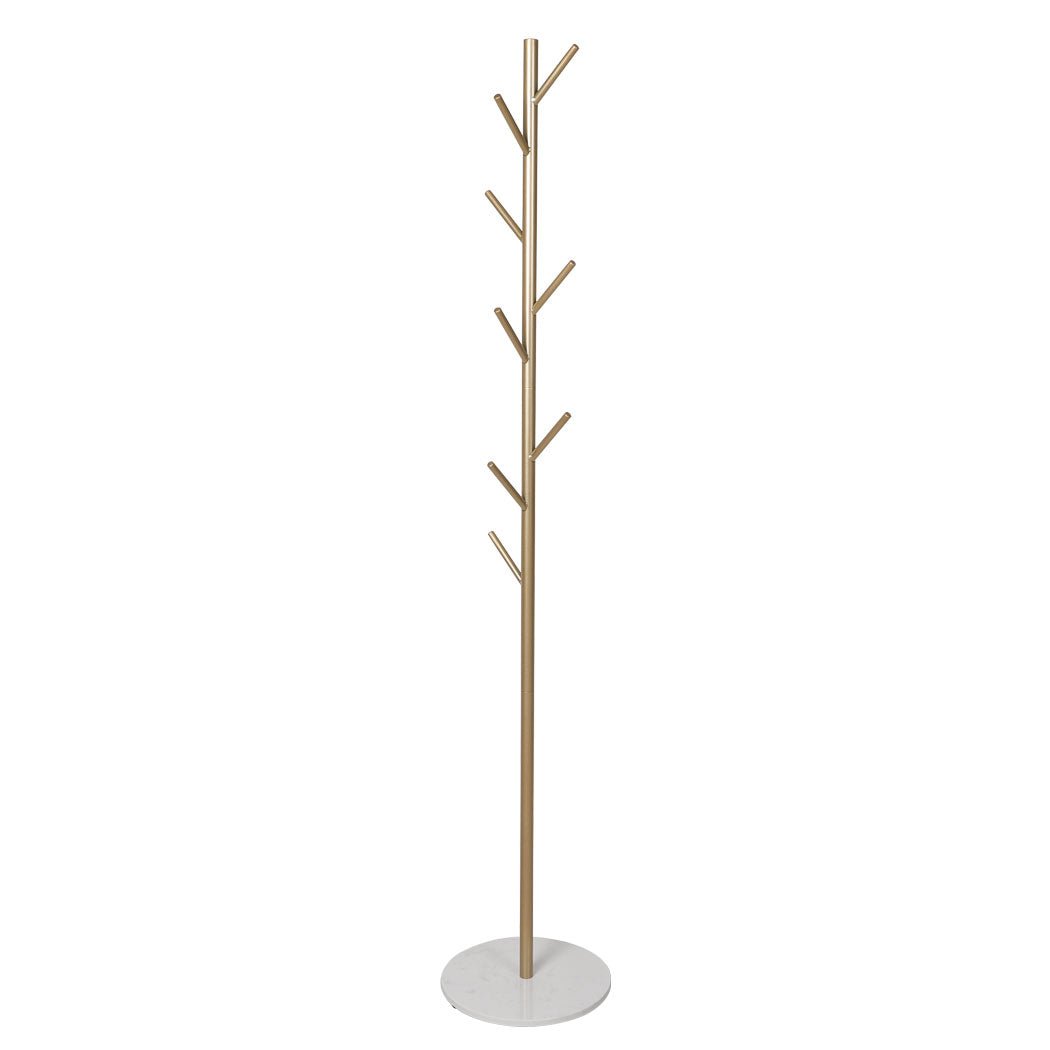 Coat Rack Hat and Clothes Stand with Marble Base - Gold - Rivercity House & Home Co. (ABN 18 642 972 209) - Affordable Modern Furniture Australia