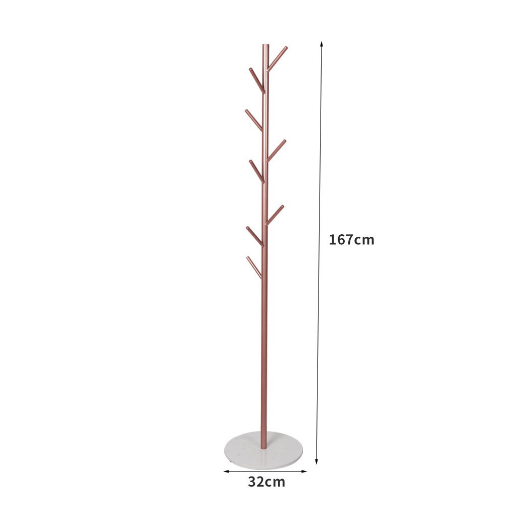 Coat Rack Hat and Clothes Stand with Marble Base - Rose Gold - Rivercity House & Home Co. (ABN 18 642 972 209) - Affordable Modern Furniture Australia