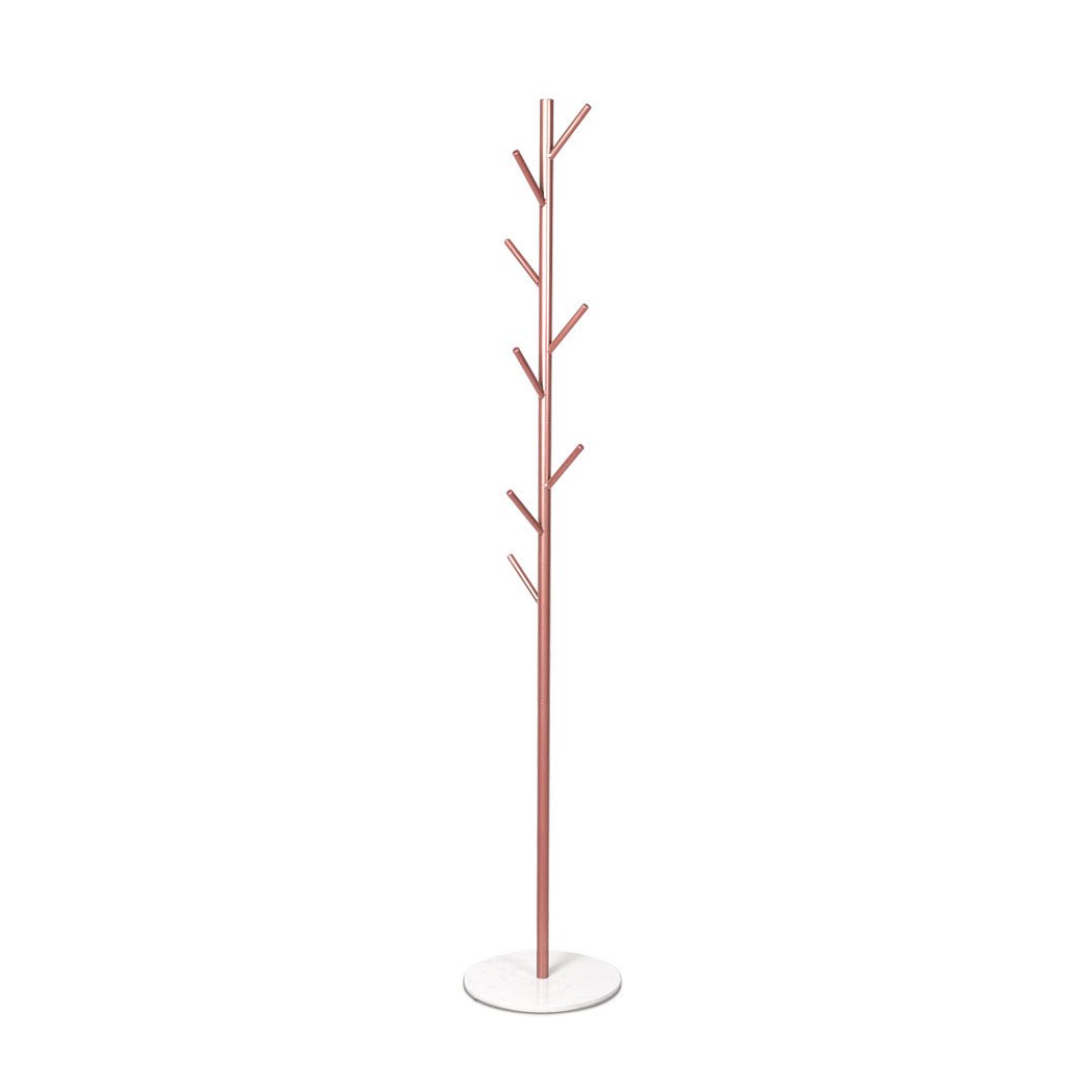 Coat Rack Hat and Clothes Stand with Marble Base - Rose Gold - Rivercity House & Home Co. (ABN 18 642 972 209) - Affordable Modern Furniture Australia