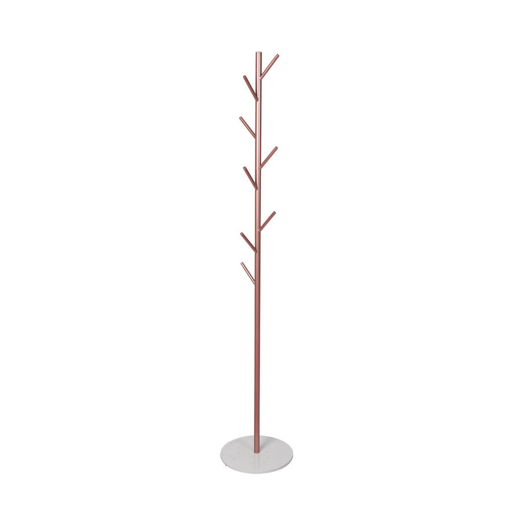 Coat Rack Hat and Clothes Stand with Marble Base - Rose Gold - Rivercity House & Home Co. (ABN 18 642 972 209) - Affordable Modern Furniture Australia