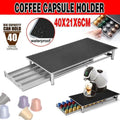 Coffee Capsule Drawer Holder for 40 Nespresso Original Pods with Non-Slip Top Rack - Black