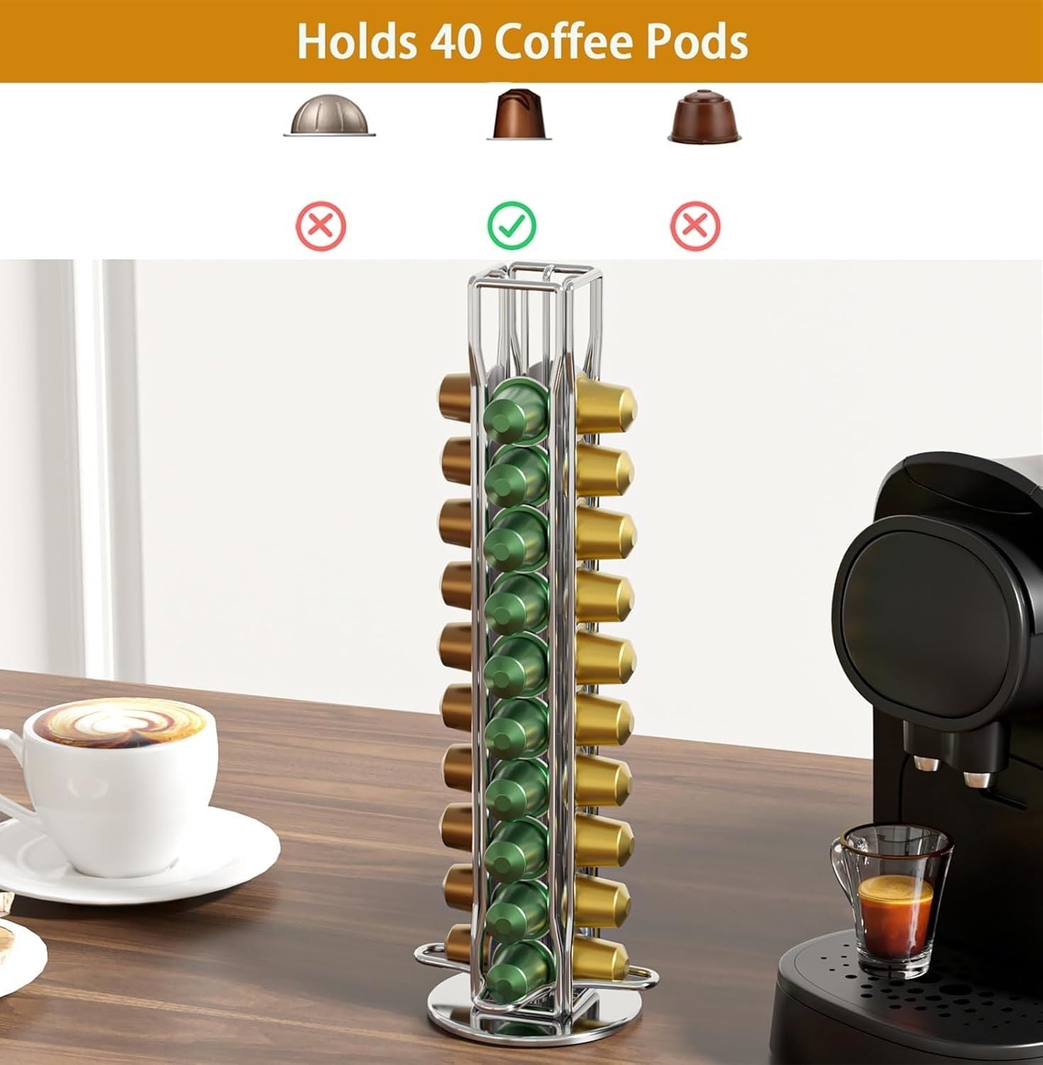 Coffee Pods Holder Storage Compatible with 40 Nespresso Pods - Appliances > Kitchen Appliances > Coffee Machines & Accessories - Rivercity House & Home Co. (ABN 18 642 972 209) - Affordable Modern Furniture Australia