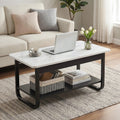 Coffee Table 2-Tier 80CM Marble Finish Shelf Black&White