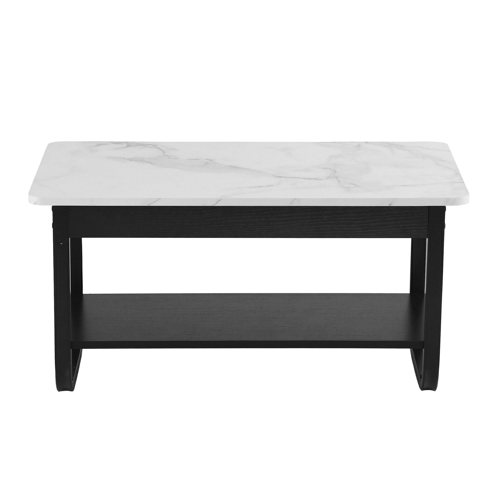 Coffee Table 2 - Tier 80CM Marble Finish Shelf Black&White - Furniture > Living Room > Coffee Tables - Rivercity House & Home Co. (ABN 18 642 972 209) - Affordable Modern Furniture Australia