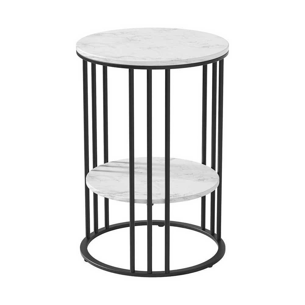 Coffee Table 2 - Tier Round Marble Effect - Furniture > Living Room - Rivercity House & Home Co. (ABN 18 642 972 209) - Affordable Modern Furniture Australia