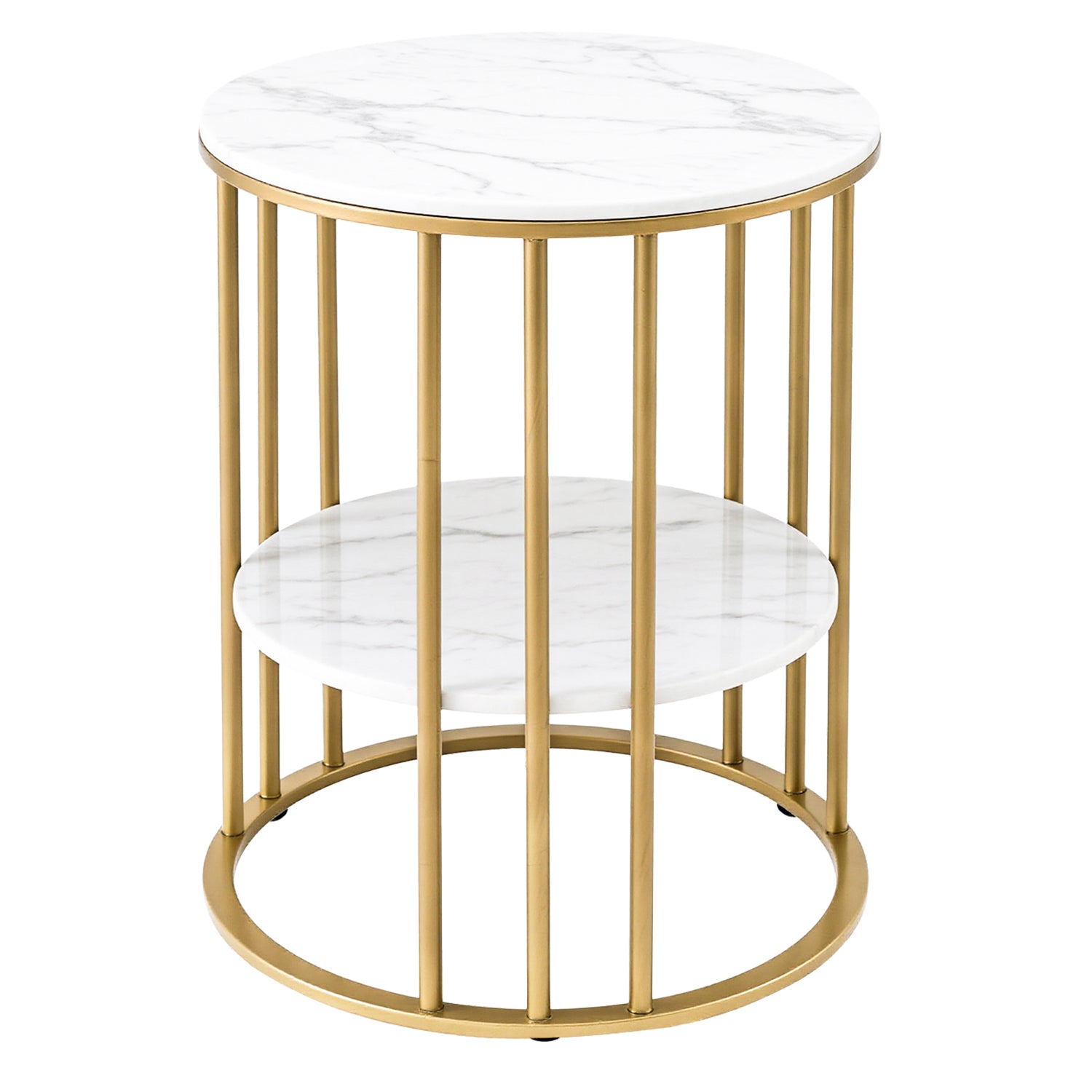 Coffee Table 2 - Tier Round Marble Effect White&Gold - Furniture > Living Room > Coffee Tables - Rivercity House & Home Co. (ABN 18 642 972 209) - Affordable Modern Furniture Australia