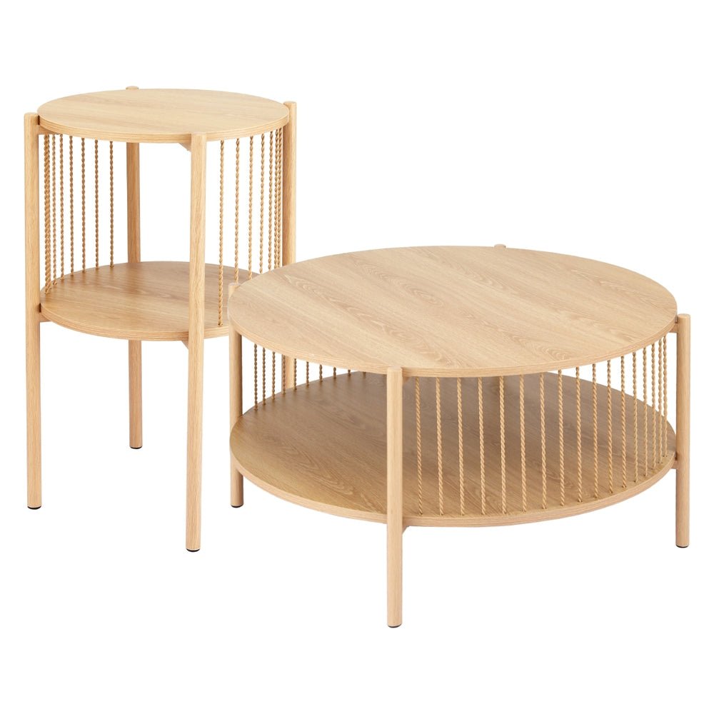 Coffee Table 2 - Tier Round Wood - Furniture > Living Room > Coffee Tables - Rivercity House & Home Co. (ABN 18 642 972 209) - Affordable Modern Furniture Australia