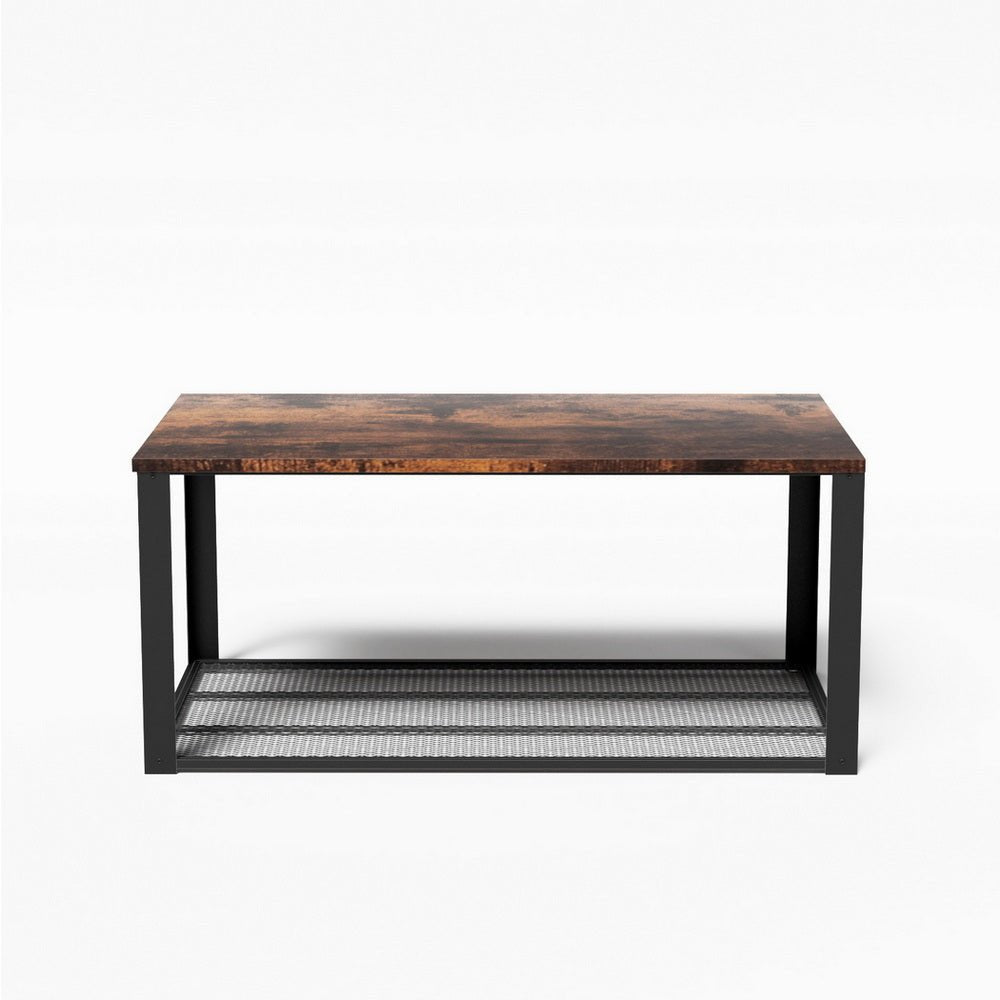 Coffee Table 2 - Tier Rustic Brown 104CM - Furniture > Living Room > Coffee Tables - Rivercity House & Home Co. (ABN 18 642 972 209) - Affordable Modern Furniture Australia
