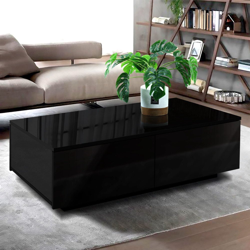 Coffee Table 4 Drawers Black Trevi - Furniture > Living Room > Coffee Tables - Rivercity House & Home Co. (ABN 18 642 972 209) - Affordable Modern Furniture Australia