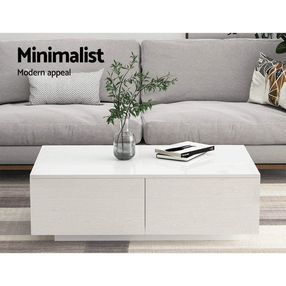 Coffee Table 4 Drawers White Trevi - Furniture > Living Room > Coffee Tables - Rivercity House & Home Co. (ABN 18 642 972 209) - Affordable Modern Furniture Australia