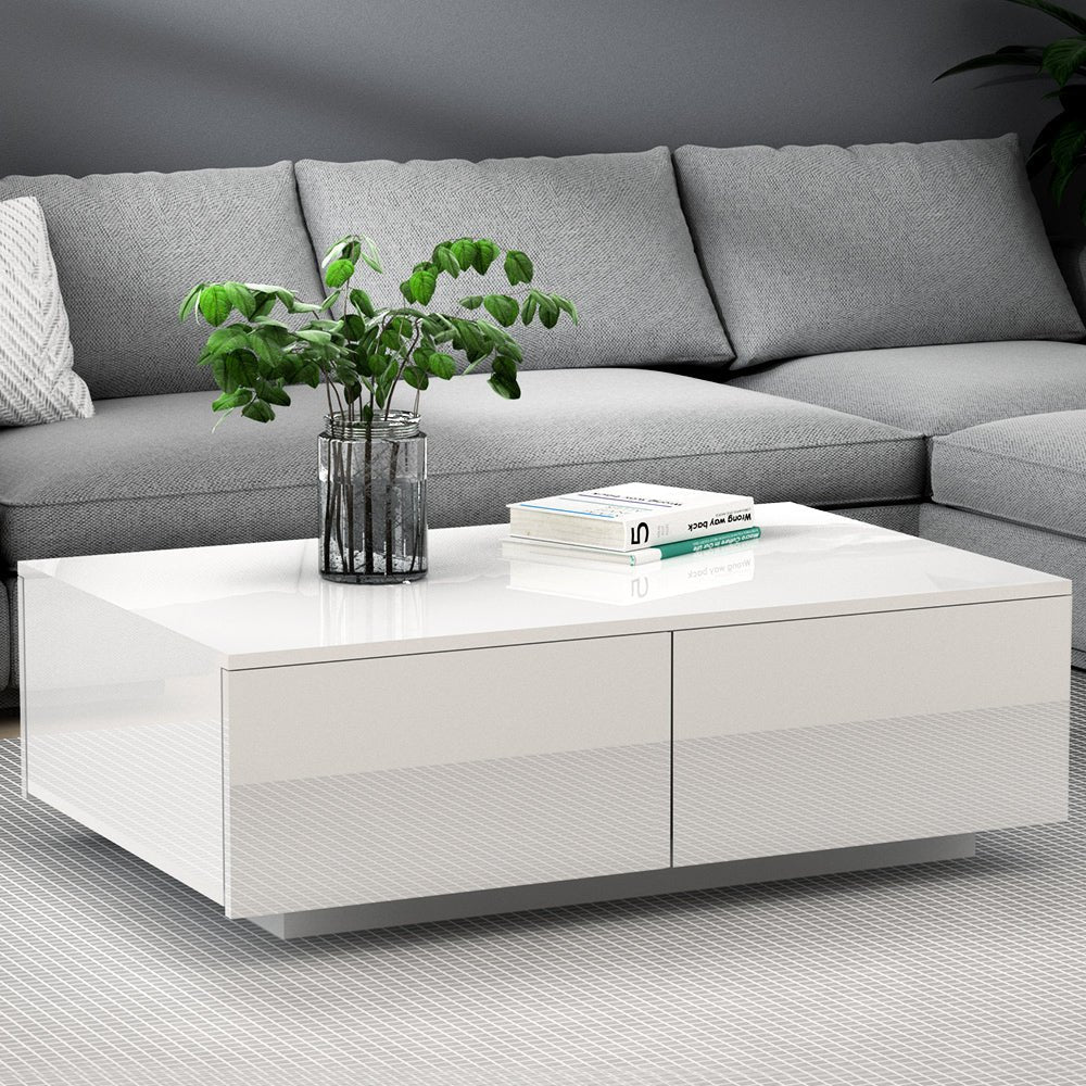 Coffee Table 4 Drawers White Trevi - Furniture > Living Room > Coffee Tables - Rivercity House & Home Co. (ABN 18 642 972 209) - Affordable Modern Furniture Australia
