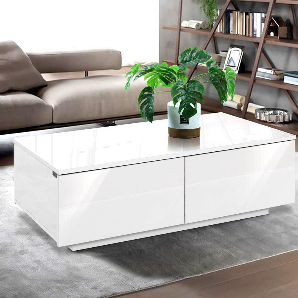 Coffee Table 4 Drawers White Trevi - Furniture > Living Room > Coffee Tables - Rivercity House & Home Co. (ABN 18 642 972 209) - Affordable Modern Furniture Australia