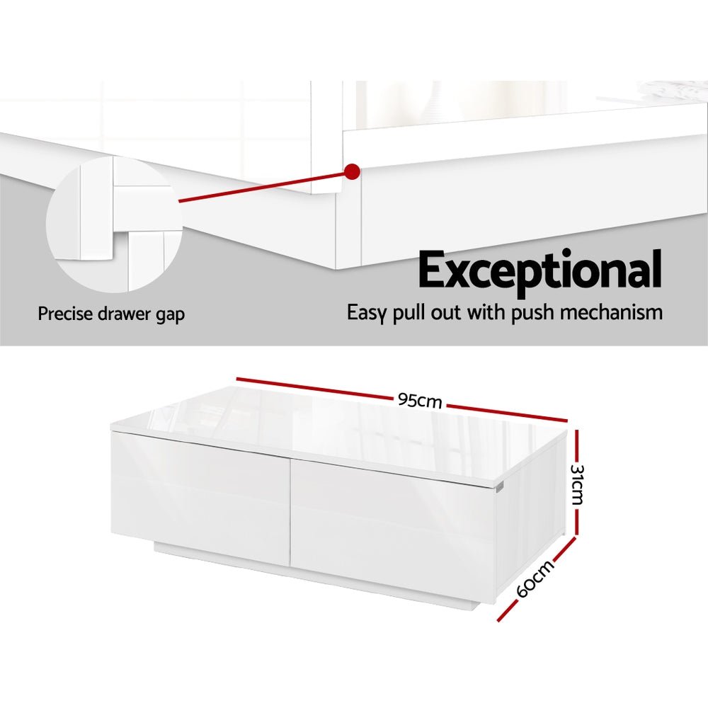 Coffee Table 4 Drawers White Trevi - Furniture > Living Room > Coffee Tables - Rivercity House & Home Co. (ABN 18 642 972 209) - Affordable Modern Furniture Australia