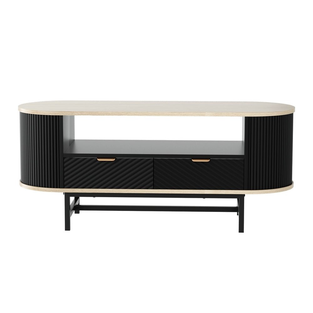 Coffee Table Drawer Shelf Wood&Black - Furniture > Living Room > Coffee Tables - Rivercity House & Home Co. (ABN 18 642 972 209) - Affordable Modern Furniture Australia
