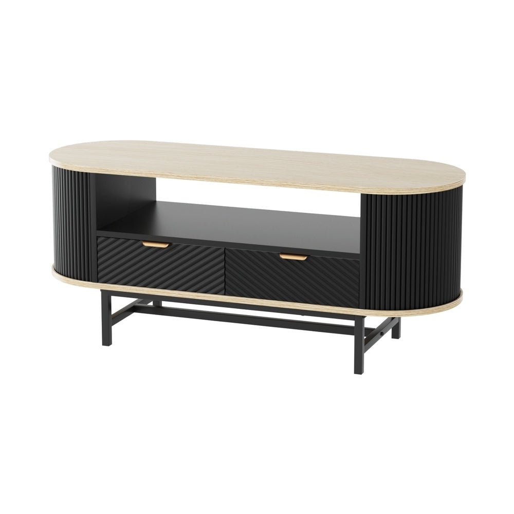 Coffee Table Drawer Shelf Wood&Black - Furniture > Living Room > Coffee Tables - Rivercity House & Home Co. (ABN 18 642 972 209) - Affordable Modern Furniture Australia