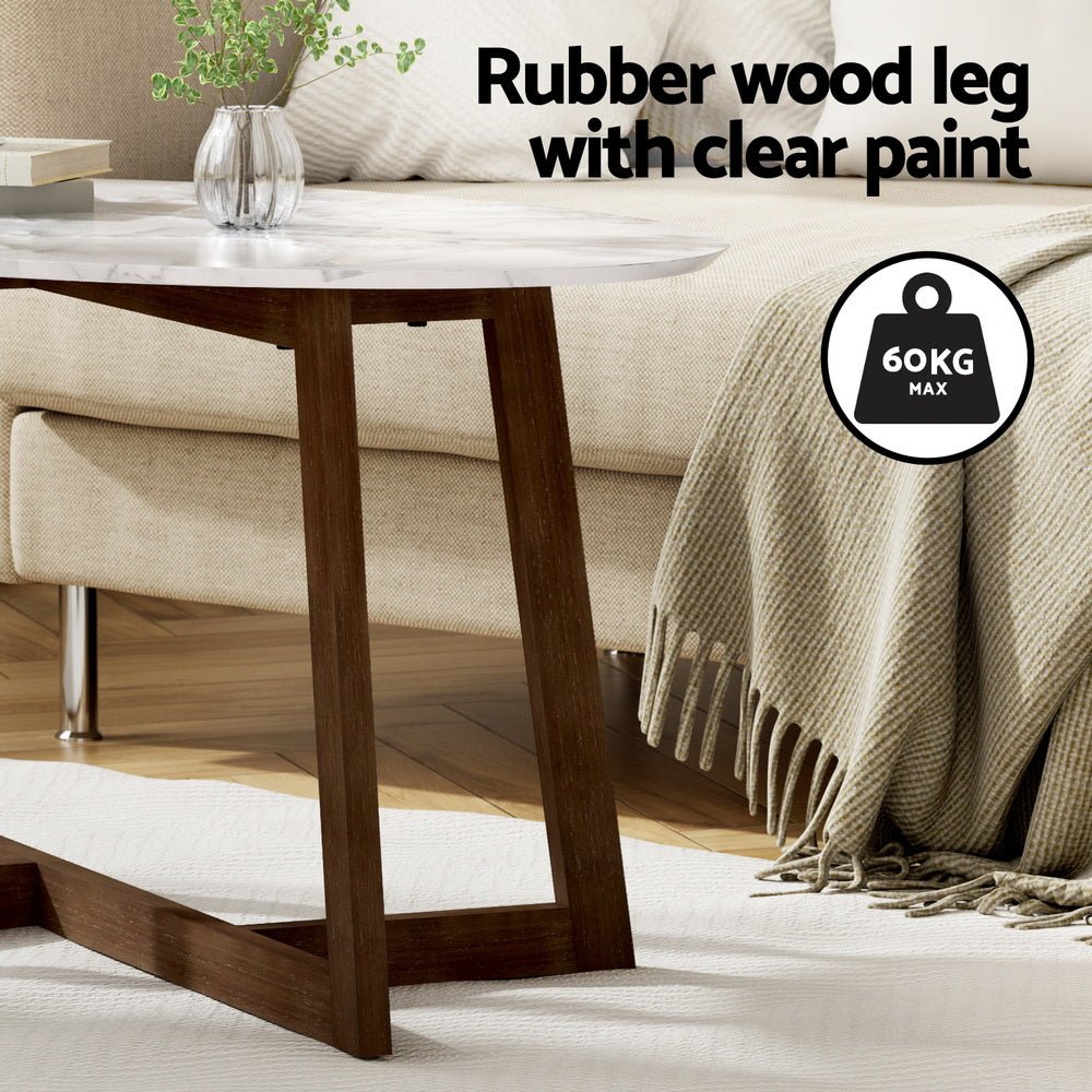 Coffee Table Oval Marble Effect - Furniture > Living Room > Coffee Tables - Rivercity House & Home Co. (ABN 18 642 972 209) - Affordable Modern Furniture Australia