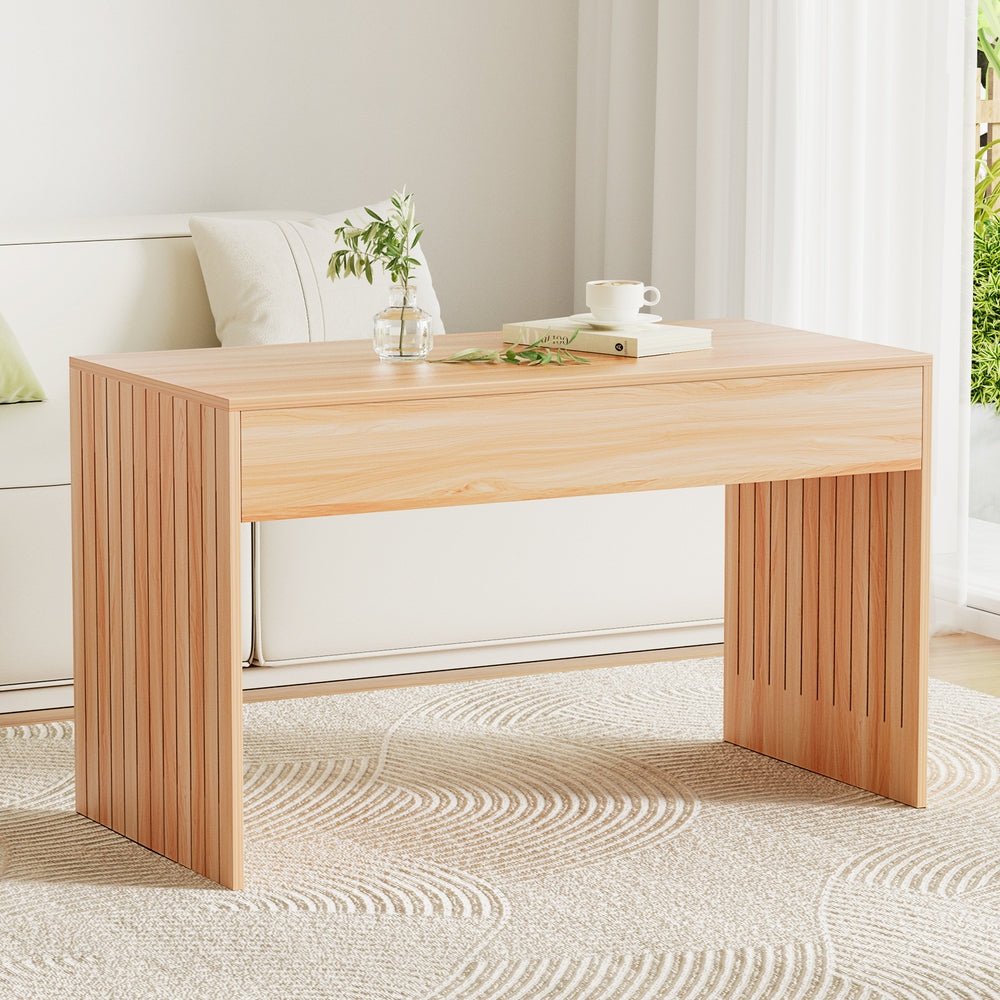 Coffee Table Rectangle Fluted Side 100CM - Furniture > Bedroom - Rivercity House & Home Co. (ABN 18 642 972 209) - Affordable Modern Furniture Australia