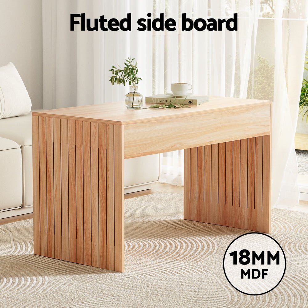 Coffee Table Rectangle Fluted Side 100CM - Furniture > Bedroom - Rivercity House & Home Co. (ABN 18 642 972 209) - Affordable Modern Furniture Australia