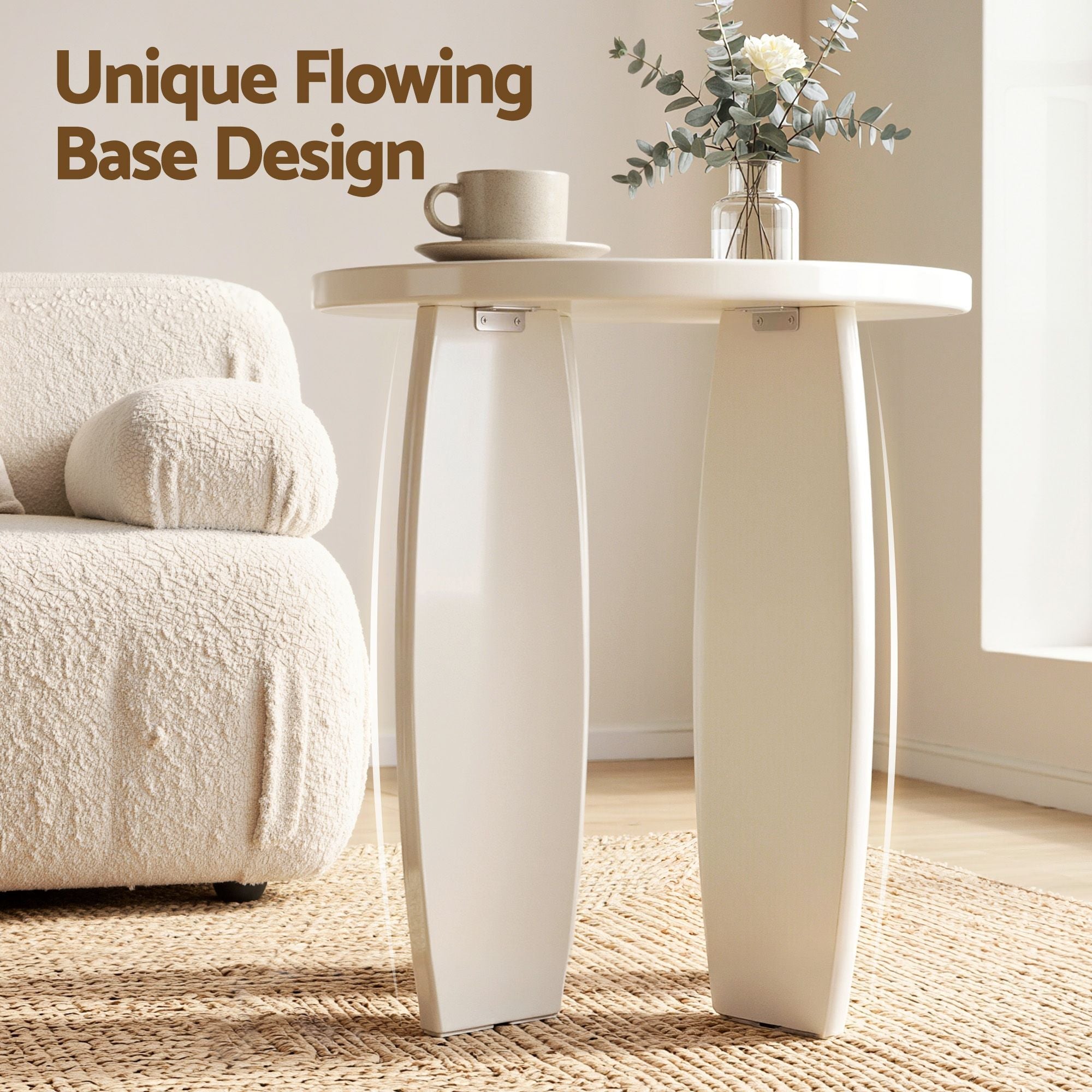 Coffee Table Set of 2 High Gloss Round Side Bedside Table Wood Living Room Cream - Furniture > Living Room > Coffee Tables - Rivercity House & Home Co. (ABN 18 642 972 209) - Affordable Modern Furniture Australia