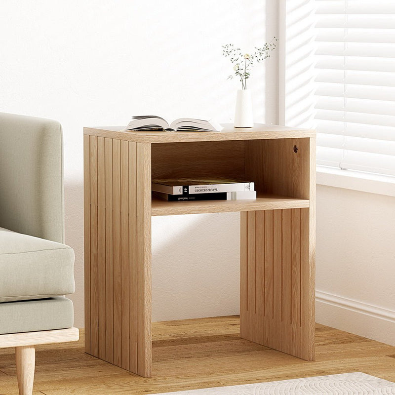 Coffee Table Storage Shelf Fluted Side Pine - Furniture > Living Room > Coffee Tables - Rivercity House & Home Co. (ABN 18 642 972 209) - Affordable Modern Furniture Australia