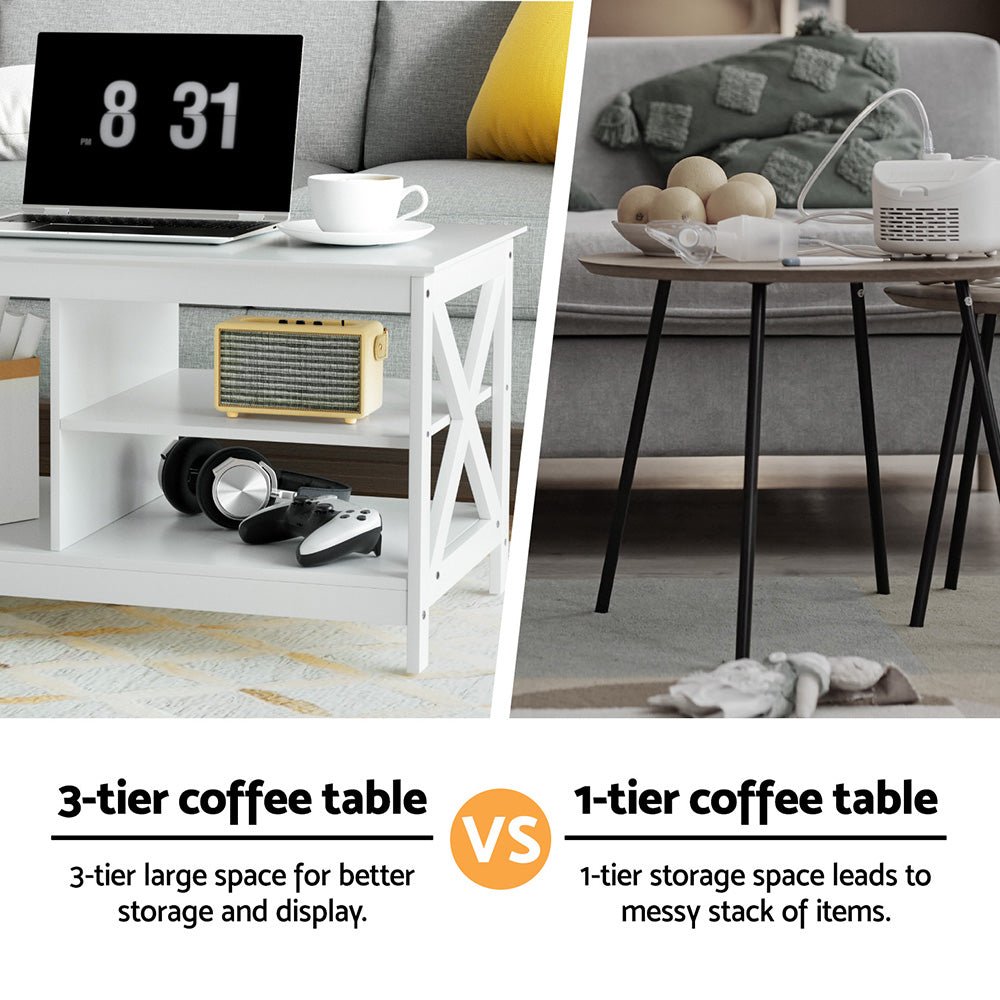 Coffee Table Storage Shelf White - Furniture > Living Room > Coffee Tables - Rivercity House & Home Co. (ABN 18 642 972 209) - Affordable Modern Furniture Australia