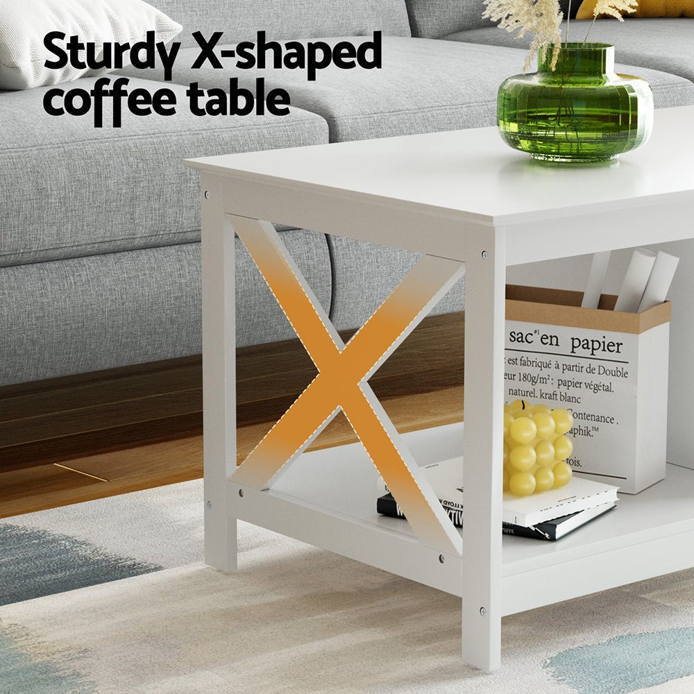 Coffee Table Storage Shelf White - Furniture > Living Room > Coffee Tables - Rivercity House & Home Co. (ABN 18 642 972 209) - Affordable Modern Furniture Australia