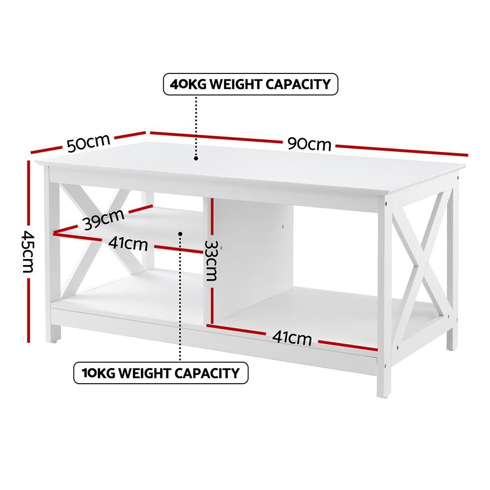Coffee Table Storage Shelf White - Furniture > Living Room > Coffee Tables - Rivercity House & Home Co. (ABN 18 642 972 209) - Affordable Modern Furniture Australia