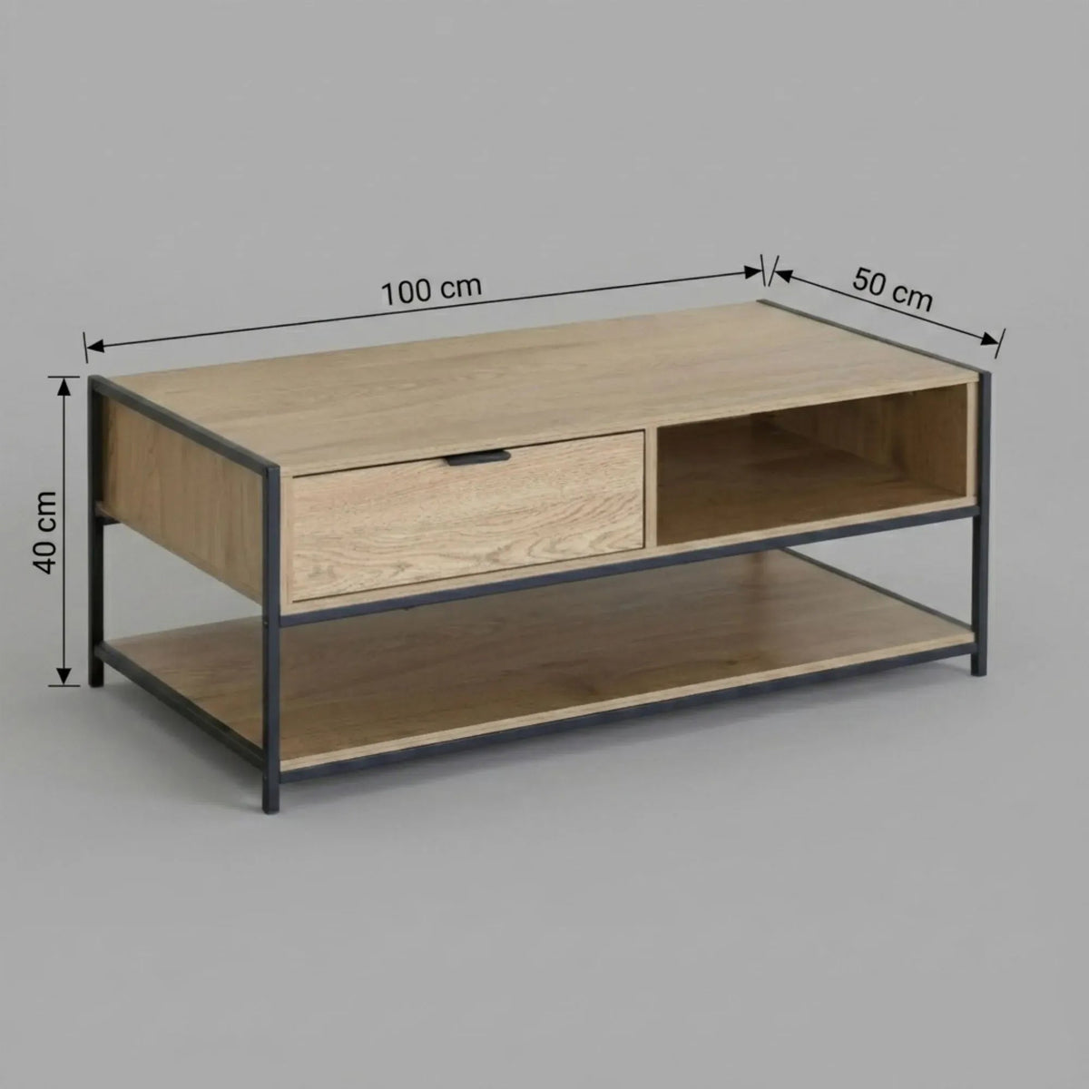 Coffee Table with Drawer, Wood-Look MDF and Steel Frame, Rustic Design - Brown - Furniture > Living Room > TV Units - Rivercity House & Home Co. (ABN 18 642 972 209) - Affordable Modern Furniture Australia