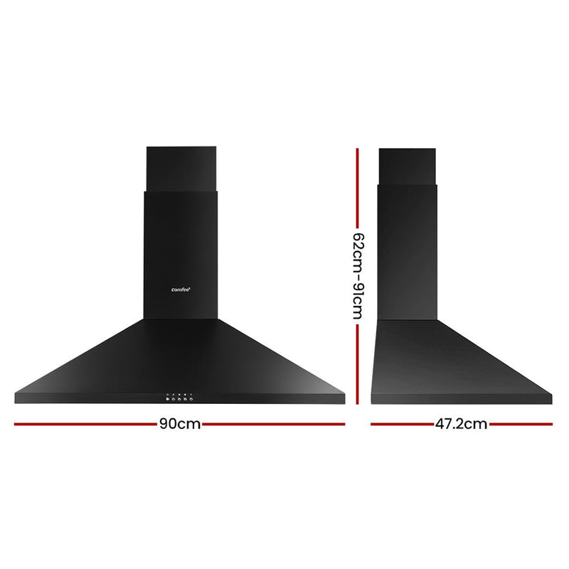 Comfee Rangehood 900mm Range Hood Home Kitchen Wall Mount Canopy 90cm Black - Rivercity House & Home Co. (ABN 18 642 972 209) - Affordable Modern Furniture Australia