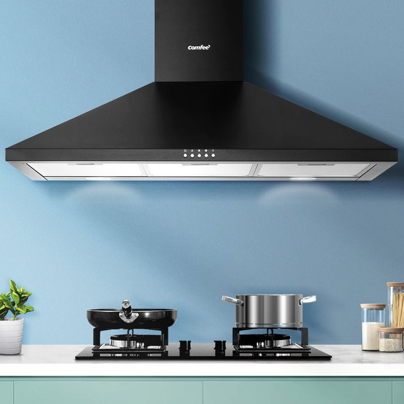 Comfee Rangehood 900mm Range Hood Home Kitchen Wall Mount Canopy 90cm Black - Rivercity House & Home Co. (ABN 18 642 972 209) - Affordable Modern Furniture Australia