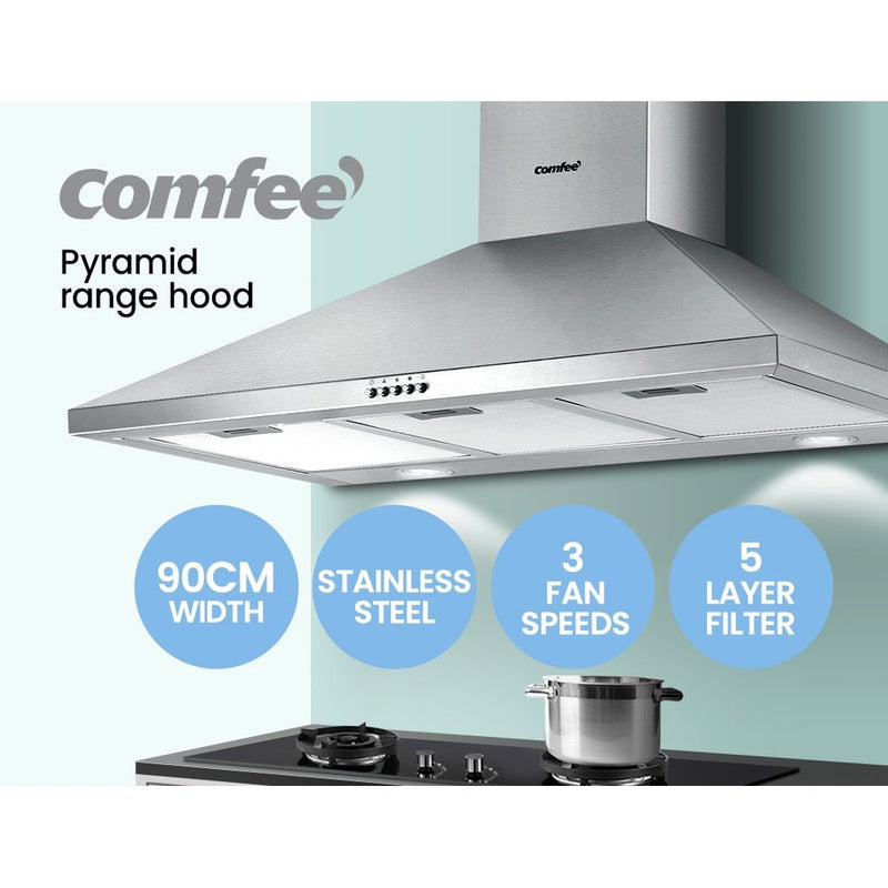 Comfee Rangehood 900mm Range Hood Stainless Steel Home Kitchen Canopy Vent 90cm - Rivercity House & Home Co. (ABN 18 642 972 209) - Affordable Modern Furniture Australia