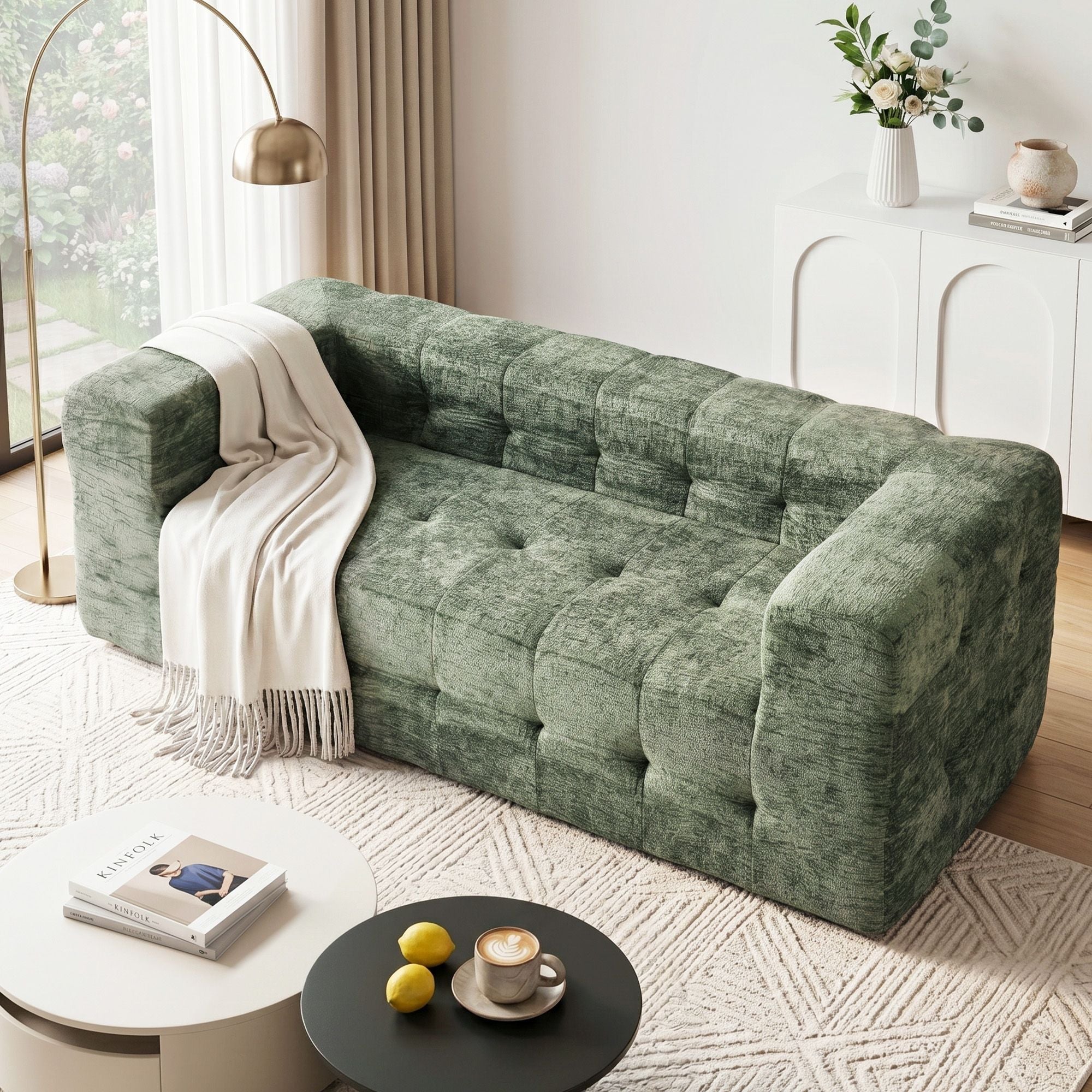 Comfort Boneless Sofa for Living Room Green Luxury Chenille - Furniture > Sofas > Sofas & Sofa Beds - Rivercity House & Home Co. (ABN 18 642 972 209) - Affordable Modern Furniture Australia