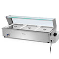 Commercial Electric Bain Marie Food Warmer with 3 Stainless Steel Buffet Pans - Silver