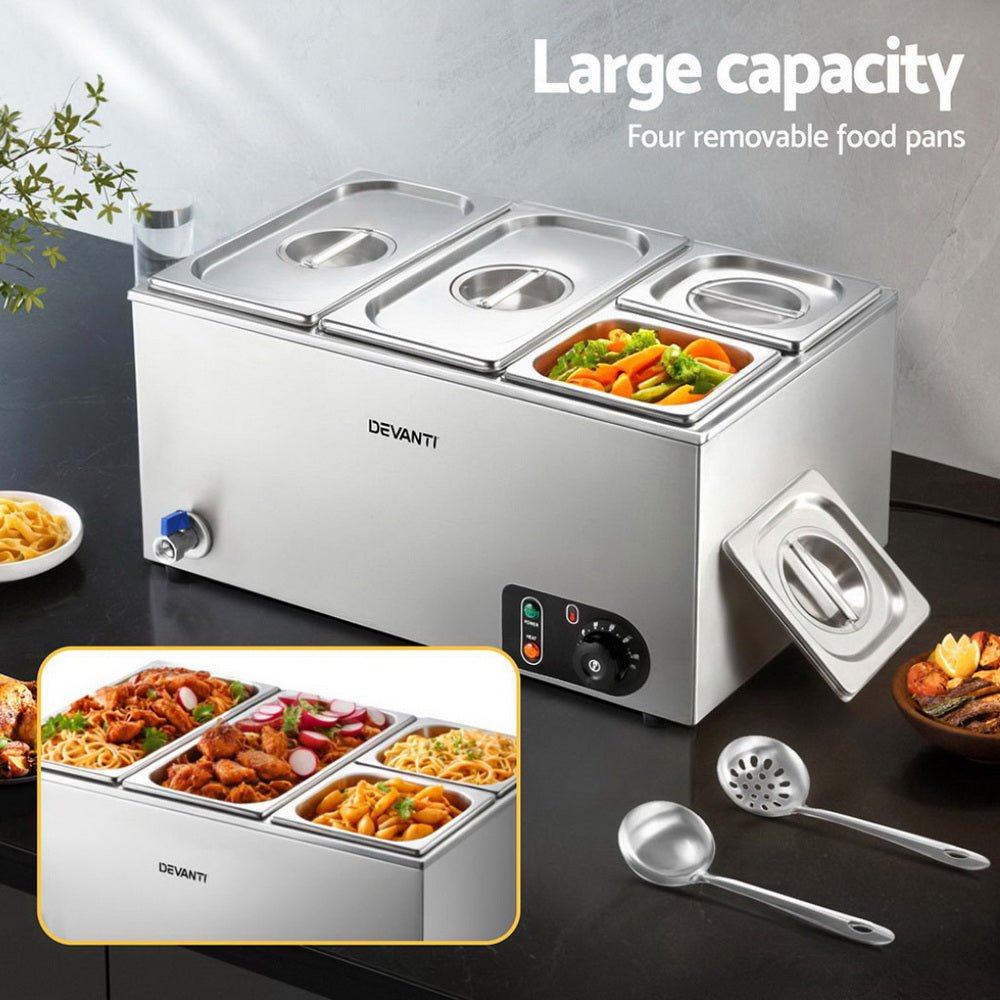 Commercial Food Warmer Bain Marie 4 Electric Buffet Pans - Appliances > Kitchen Appliances > Food Warmers & Chafing Dishes - Rivercity House & Home Co. (ABN 18 642 972 209) - Affordable Modern Furniture Australia