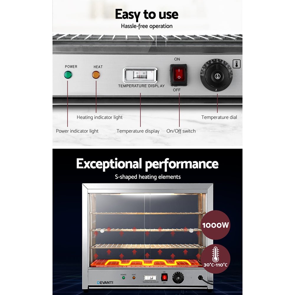 Commercial Food Warmer Hot Display Showcase Cabinet 64cm - Appliances > Kitchen Appliances > Food Warmers & Chafing Dishes - Rivercity House & Home Co. (ABN 18 642 972 209) - Affordable Modern Furniture Australia