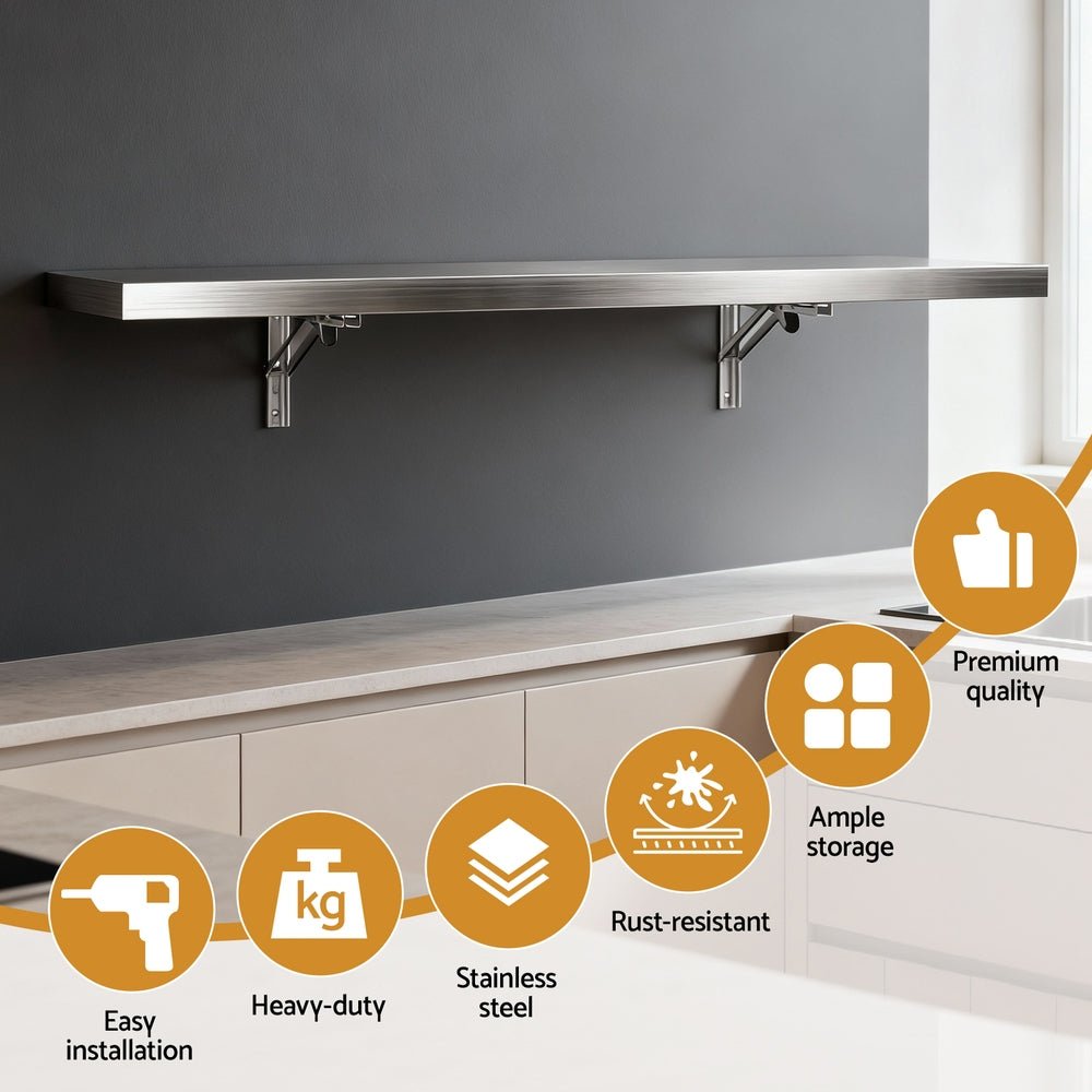 Commercial Stainless Steel Wall Shelf Kitchen Storage Rack 1200x300mm - Home & Garden > Kitchenware > Kitchen Utensils - Rivercity House & Home Co. (ABN 18 642 972 209) - Affordable Modern Furniture Australia