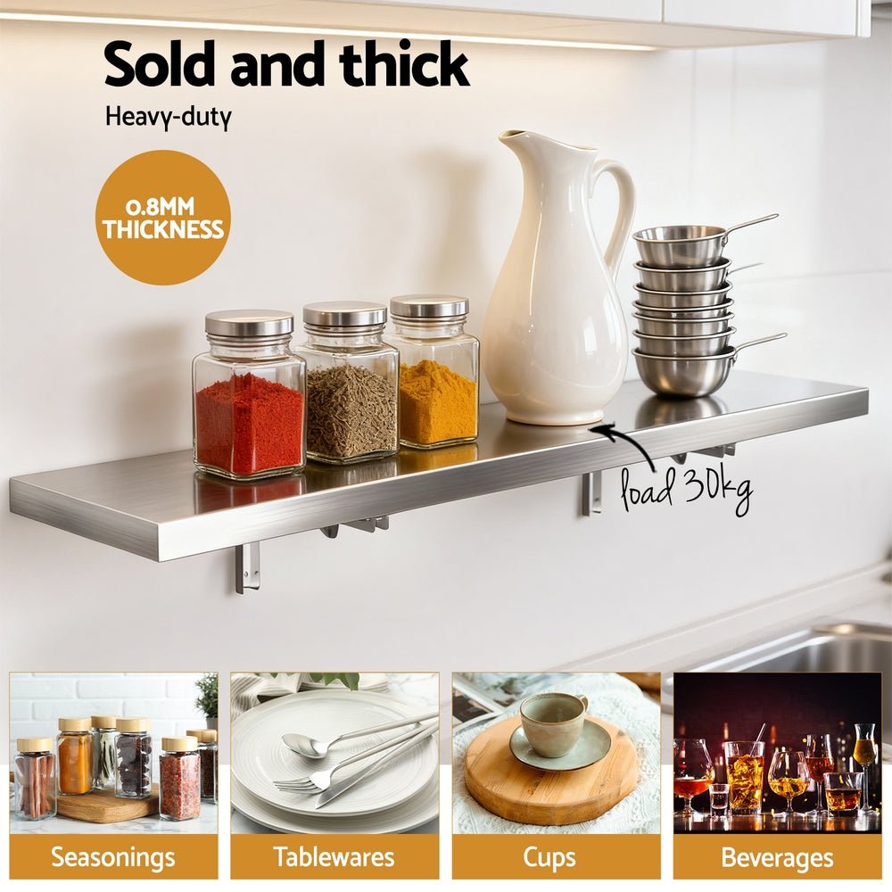 Commercial Stainless Steel Wall Shelf Kitchen Storage Rack 1200x300mm - Home & Garden > Kitchenware > Kitchen Utensils - Rivercity House & Home Co. (ABN 18 642 972 209) - Affordable Modern Furniture Australia