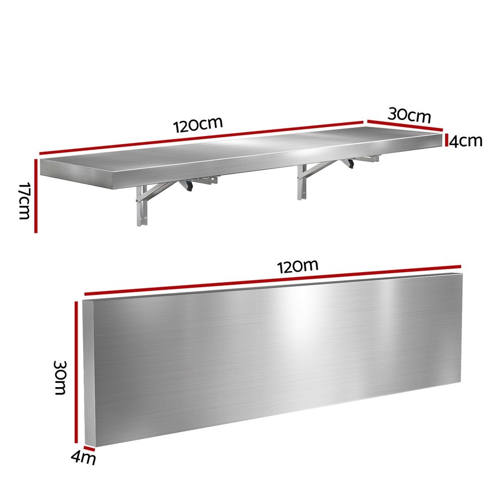 Commercial Stainless Steel Wall Shelf Kitchen Storage Rack 1200x300mm - Home & Garden > Kitchenware > Kitchen Utensils - Rivercity House & Home Co. (ABN 18 642 972 209) - Affordable Modern Furniture Australia