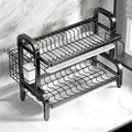 Compact 2-Tier Dish Drying Rack with Drainboard