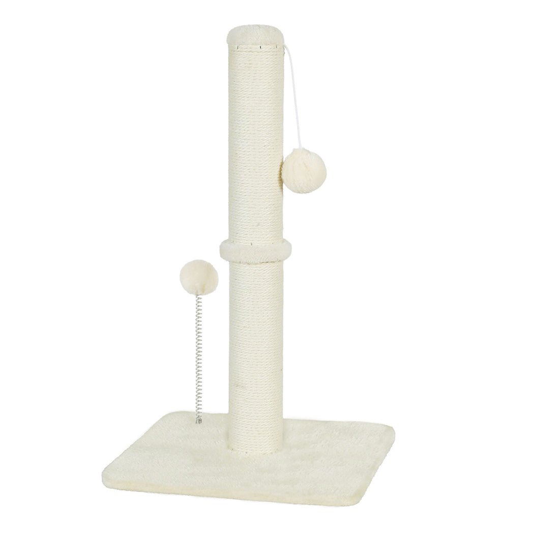 Compact Cat Scratching Post with Toy - Beige - Rivercity House & Home Co. (ABN 18 642 972 209) - Affordable Modern Furniture Australia