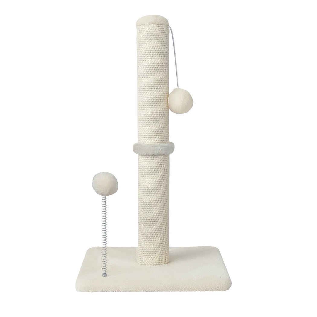 Compact Cat Scratching Post with Toy - Beige - Rivercity House & Home Co. (ABN 18 642 972 209) - Affordable Modern Furniture Australia