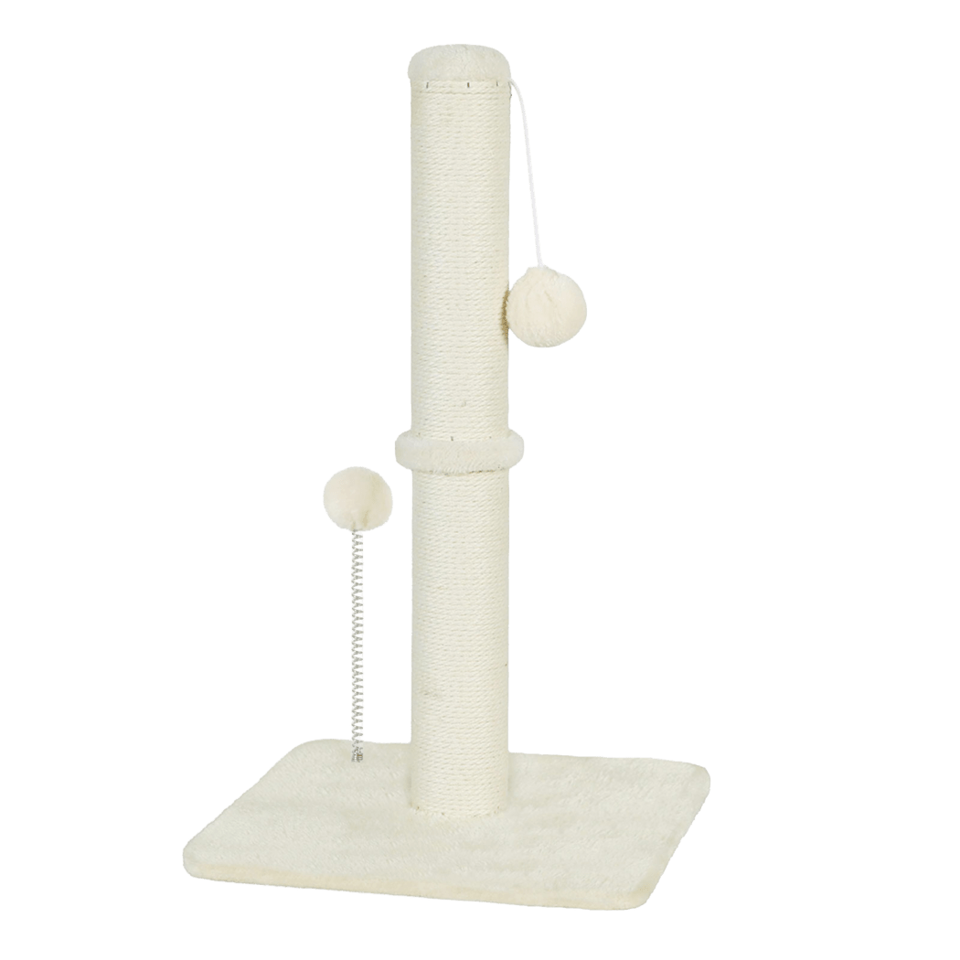 Compact Cat Scratching Post with Toy - Beige - Rivercity House & Home Co. (ABN 18 642 972 209) - Affordable Modern Furniture Australia