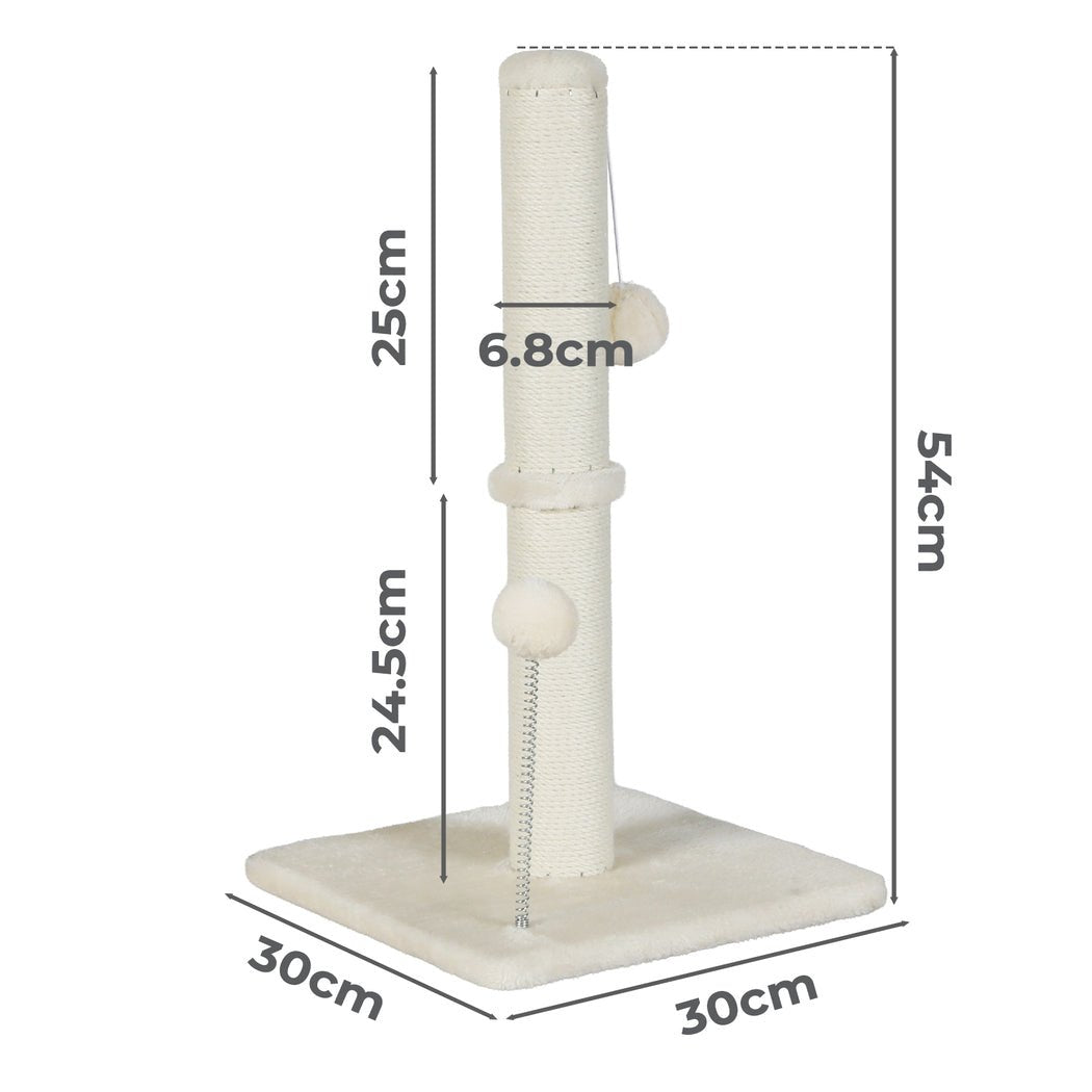 Compact Cat Scratching Post with Toy - Beige - Rivercity House & Home Co. (ABN 18 642 972 209) - Affordable Modern Furniture Australia