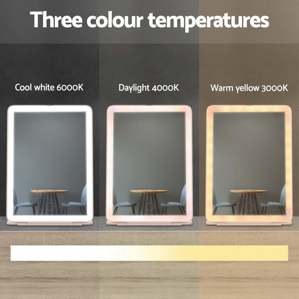 Compact Makeup Mirror w/ LED Light Portable Foldable Travel Beauty Pink - Health & Beauty > Makeup Mirrors - Rivercity House & Home Co. (ABN 18 642 972 209) - Affordable Modern Furniture Australia