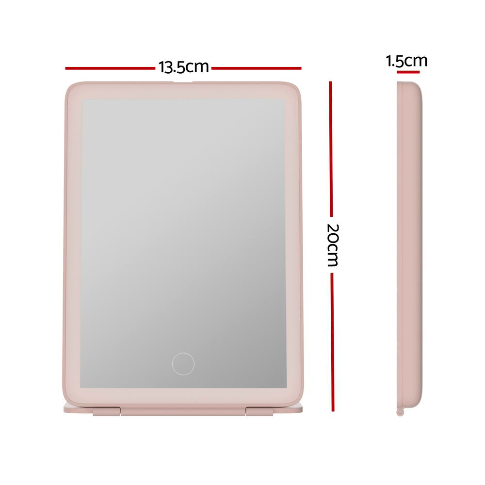 Compact Makeup Mirror w/ LED Light Portable Foldable Travel Beauty Pink - Health & Beauty > Makeup Mirrors - Rivercity House & Home Co. (ABN 18 642 972 209) - Affordable Modern Furniture Australia