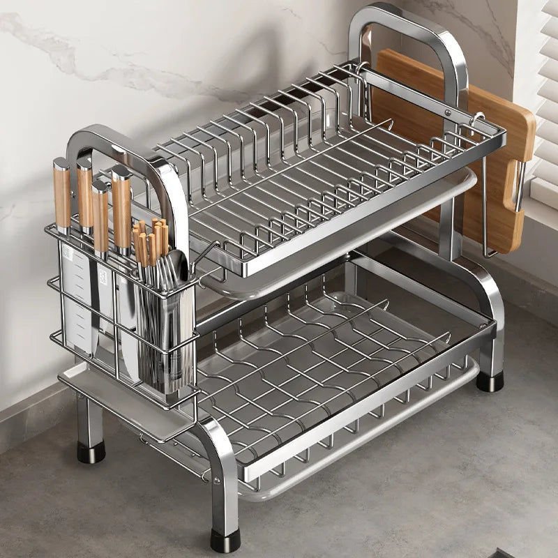Compact Rust-Proof Metal Dish Drying Rack Set - Occasions > Disposable Tableware > Disposable Cutlery - Rivercity House & Home Co. (ABN 18 642 972 209) - Affordable Modern Furniture Australia