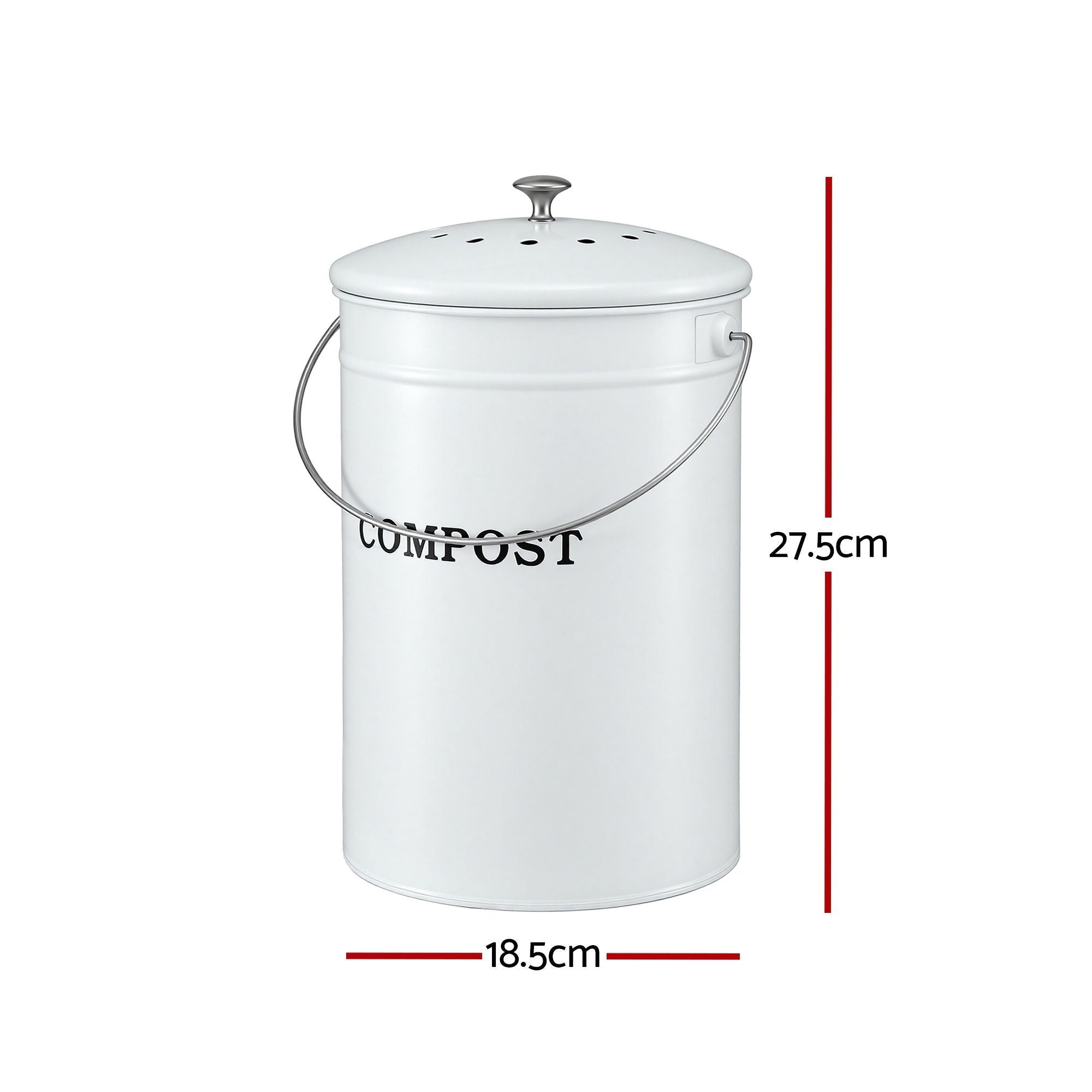 Compost Bin Kitchen Compost Caddy Food Waste Bin Bench White - Home & Garden > Garden Tools > Gardening Accessories - Rivercity House & Home Co. (ABN 18 642 972 209) - Affordable Modern Furniture Australia