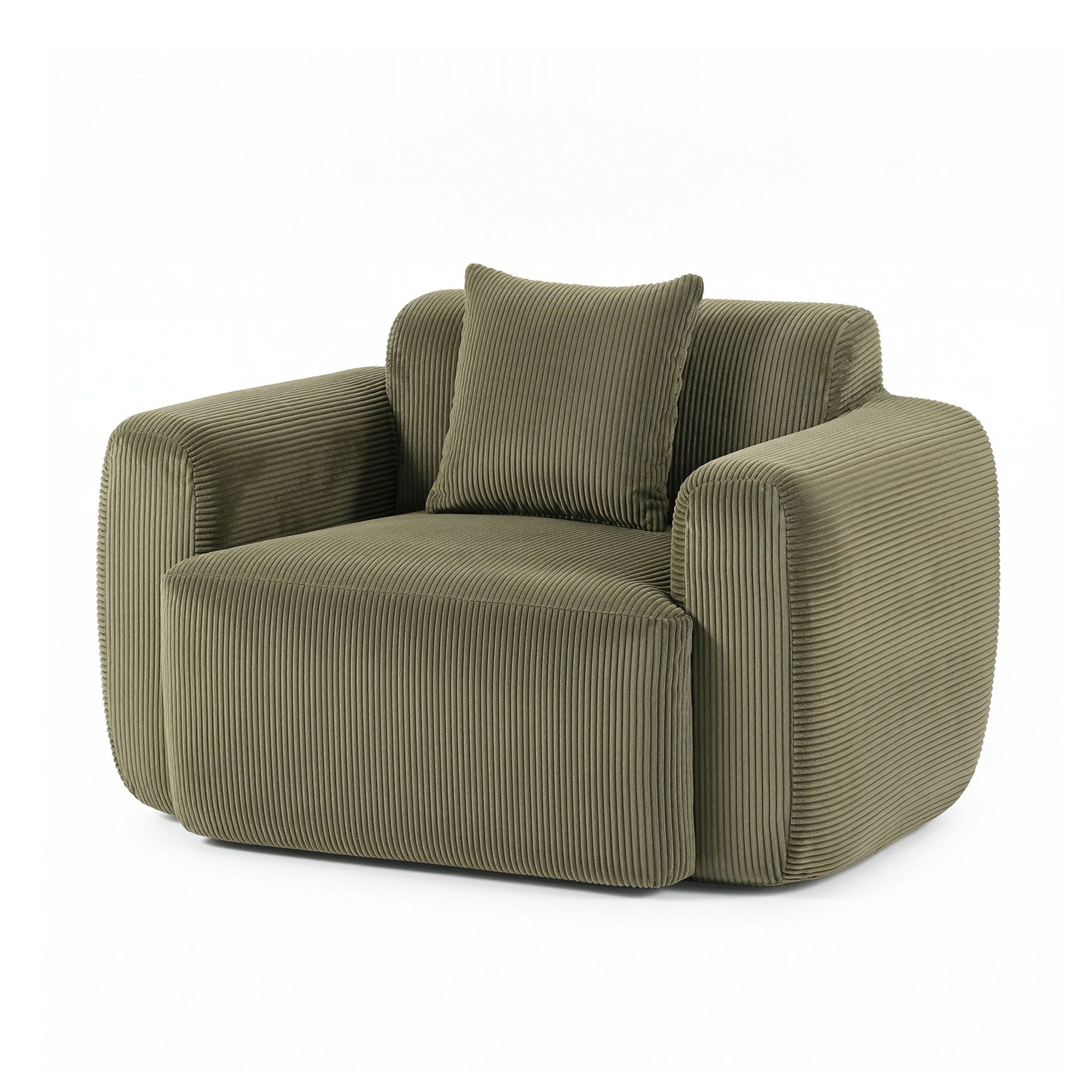 Compressed Armchair Sofa with Cushion Corduroy No Assembly - Green - Furniture > Bar Stools & Chairs > Arm Chairs & Recliners - Rivercity House & Home Co. (ABN 18 642 972 209) - Affordable Modern Furniture Australia